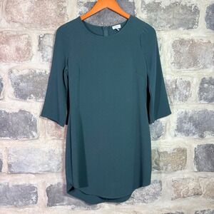 Tobi Womens Dark Green 3/4‎ Sleeve Round Neck Shift Mini Dress Medium Minimalist